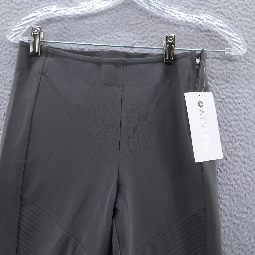 Athleta Womens Madison Moto‎ Tight Leggings 2 Gray Nylon Mid Rise Side Zip NEW - Picture 2 of 16
